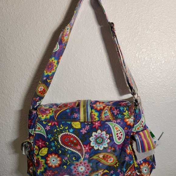 Diaper Bag NEW Laminated Buckle Bag Blue Paisley Floral Baby Kalencom FSTSP NWT - Picture 3 of 15